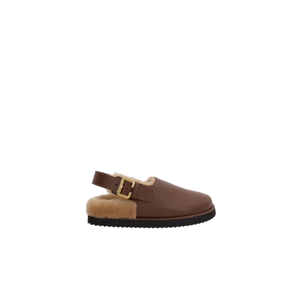 Chloé Brun Läder Platta Sandaler Brown, Dam