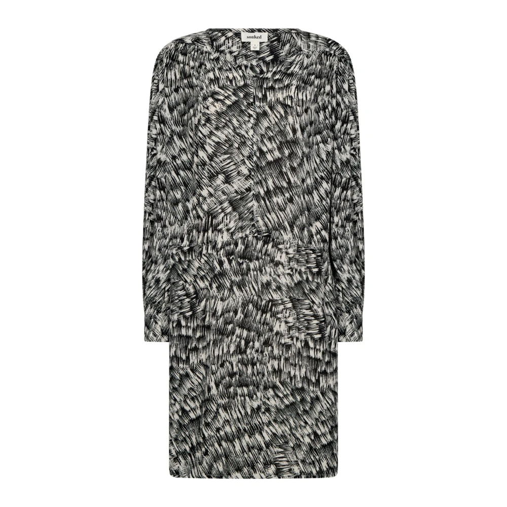 Soaked in Luxury Lente Jurk Zwart Streep Print Black Dames