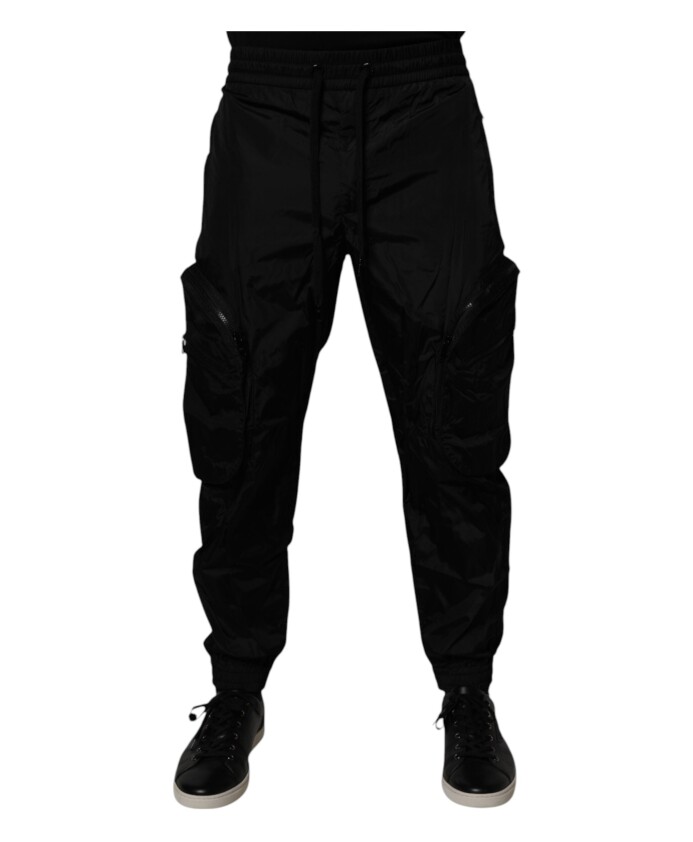 black-nylon-cargo-jogger-sweatpants