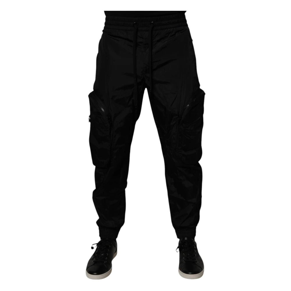 Dolce & Gabbana Men's Black Nylon Cargo Jogger Sweatpants