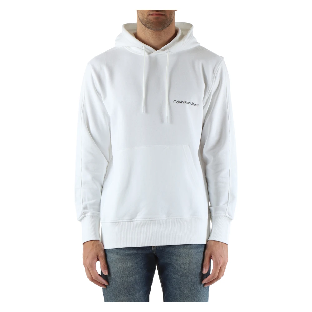 Calvin Klein Jeans Katoenen hoodie met logoprint White Heren