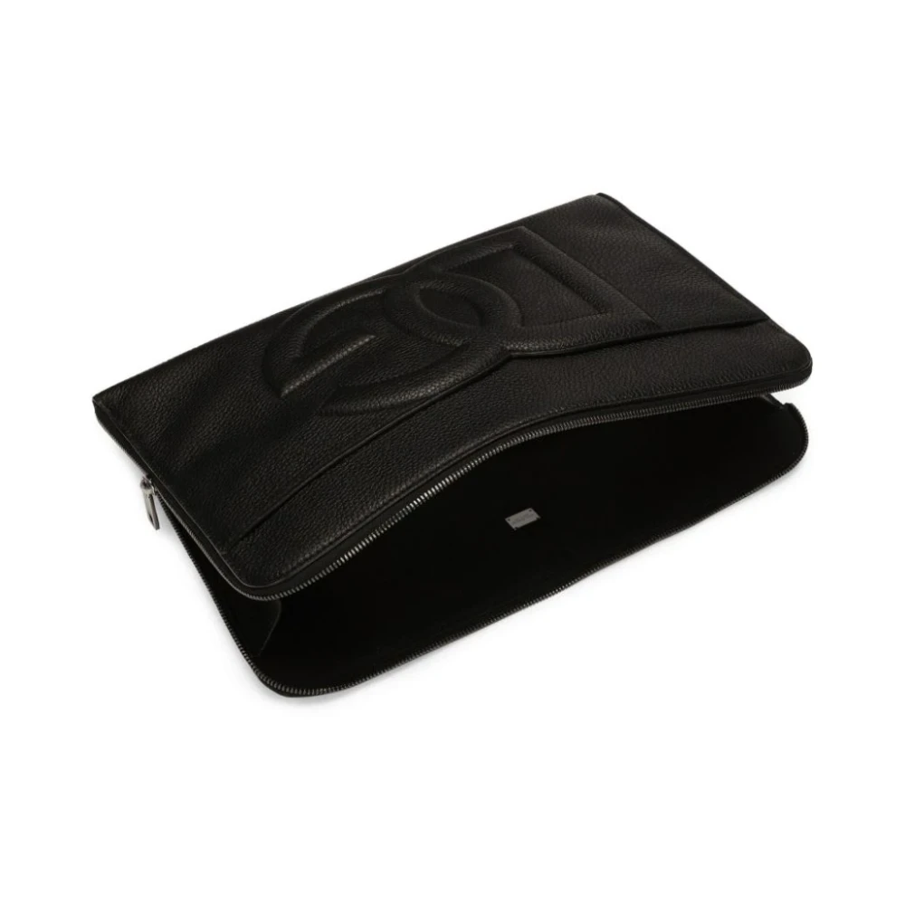 Dolce & Gabbana Zwarte Leren Schoudertas met Logo Black Heren