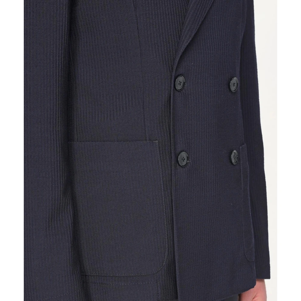 Hugo Boss Gestreepte double-breasted jas in stretchwol Blue Heren