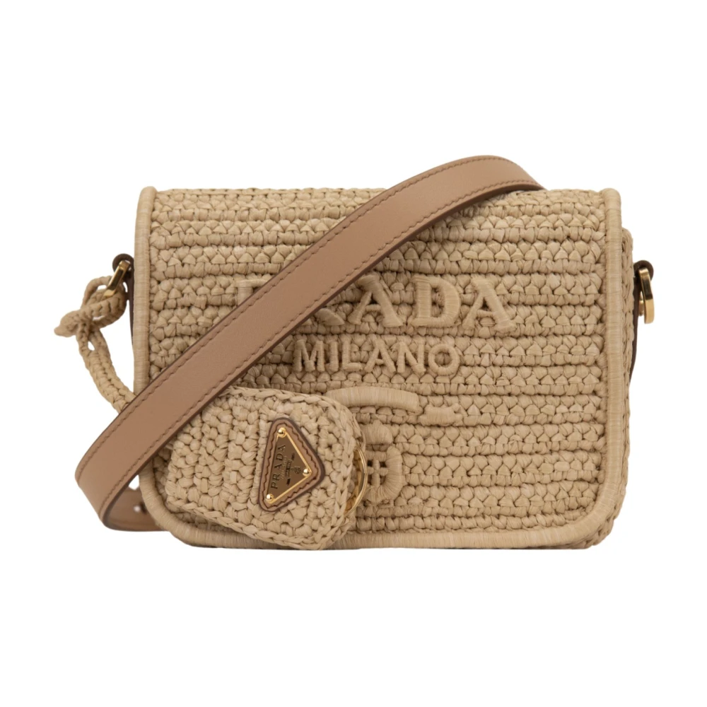 Prada Women's Beige Cross Body Bags, One Size, Borsa A Tracolla Bottone Magnetico