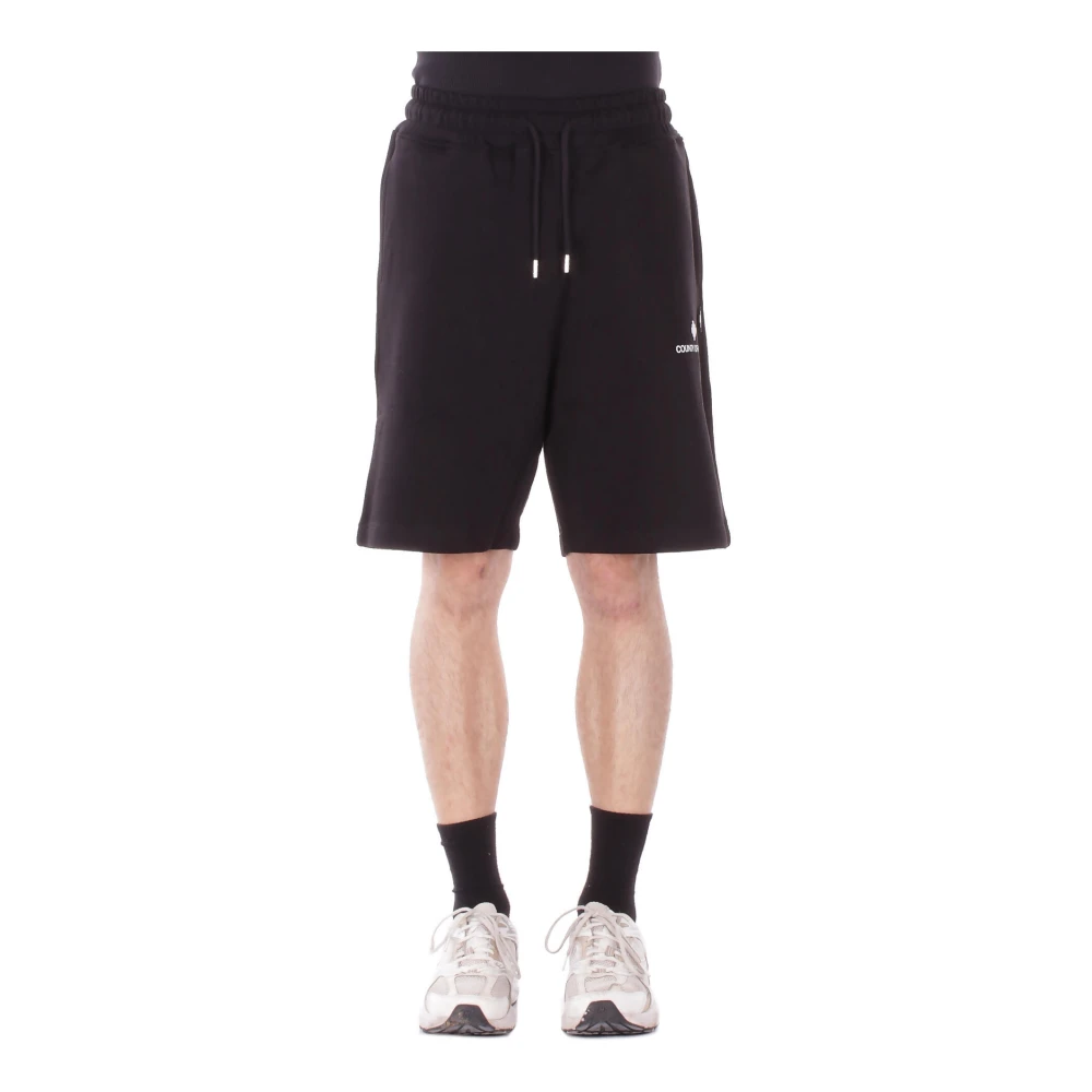 Marcelo Burlon Black Logo Front Shorts - Male - Training Shorts - Xs - Sport