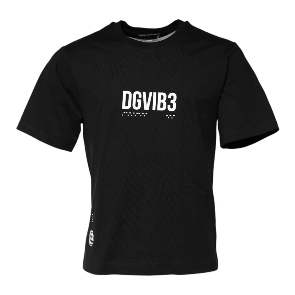 Dolce & Gabbana Black DG Vib3 Print Cotton Crew Neck T-shirt - IT44 | XS - Image 2