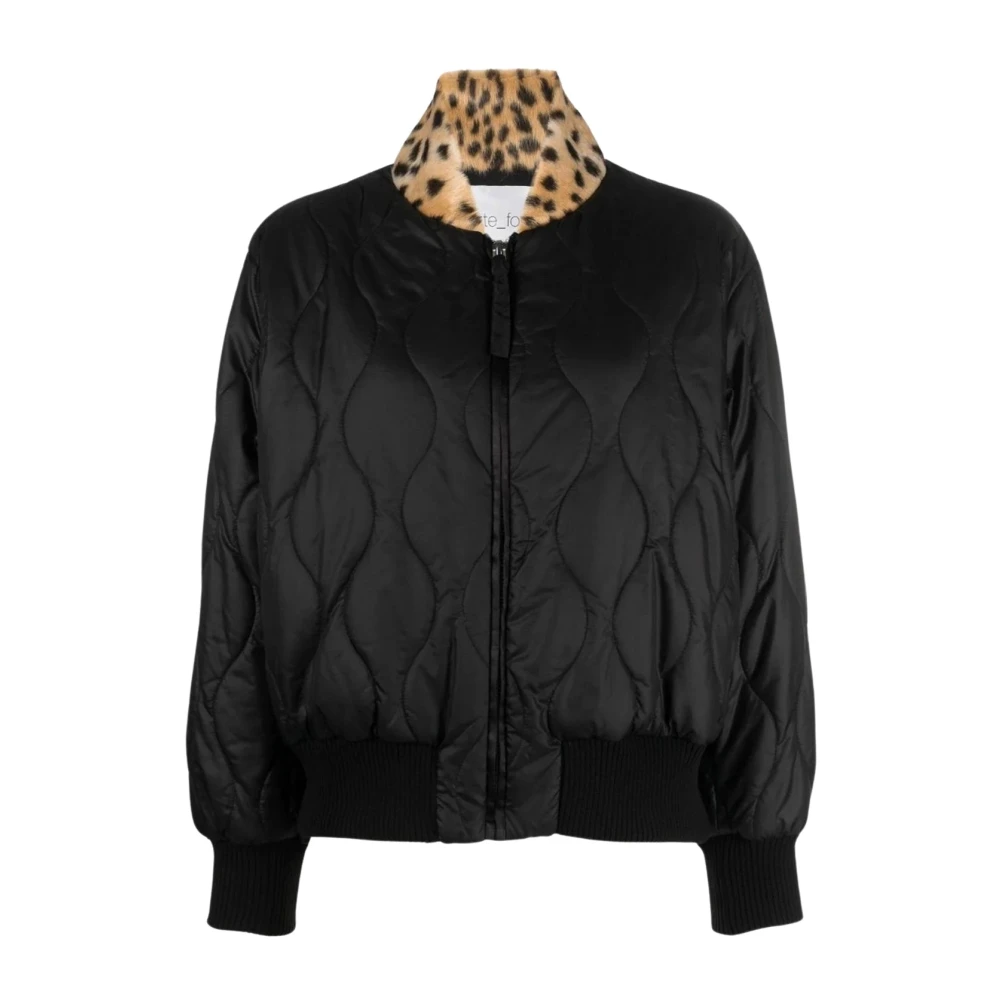 Forte Nylonbomberjack met dierenprint Black Dames