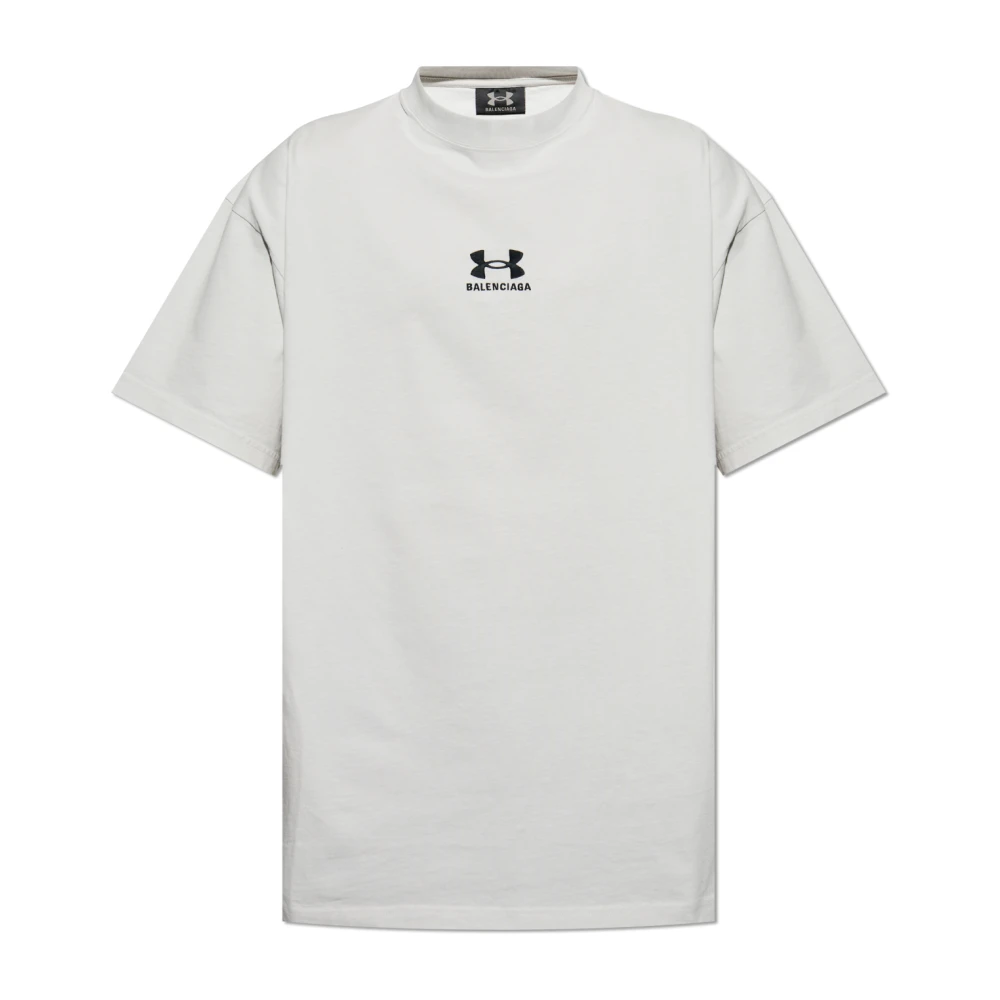 Balenciaga T-shirt met geborduurd logo Gray Heren