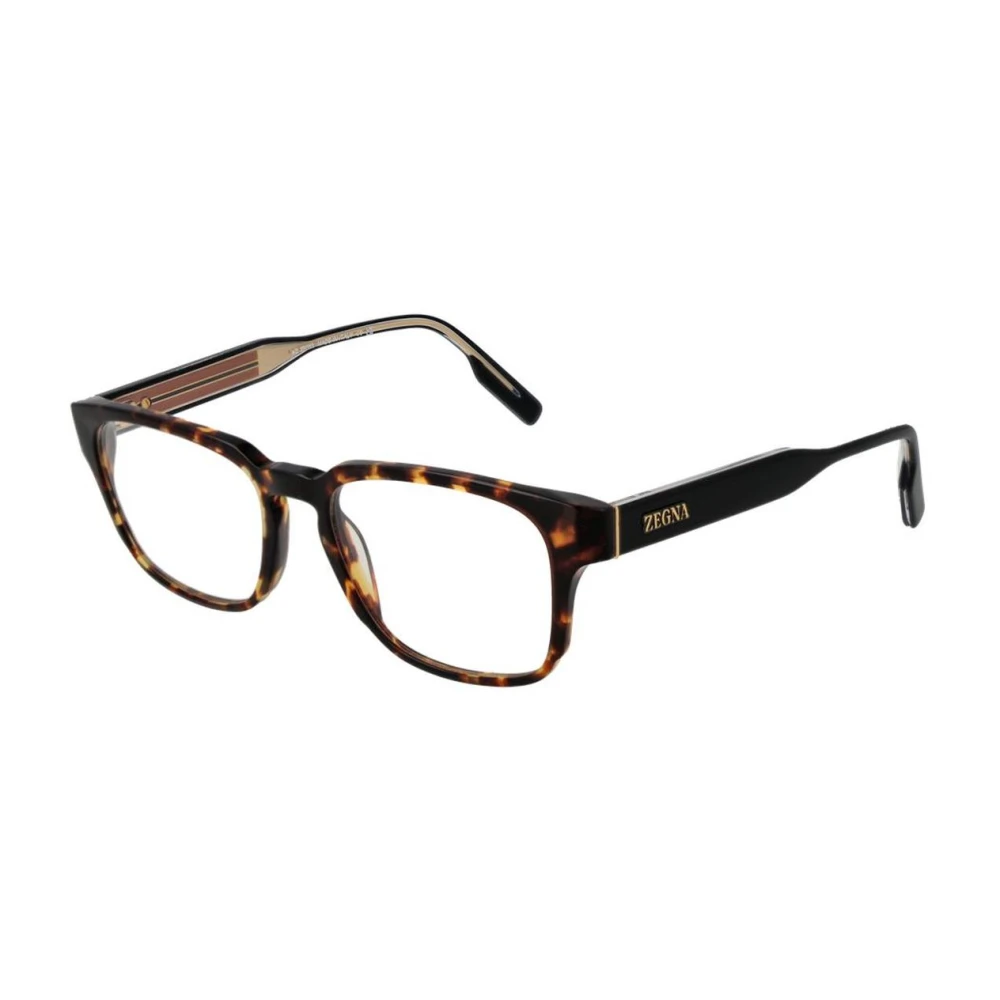Zegna Men's Brown Elegant Square Glasses Frame