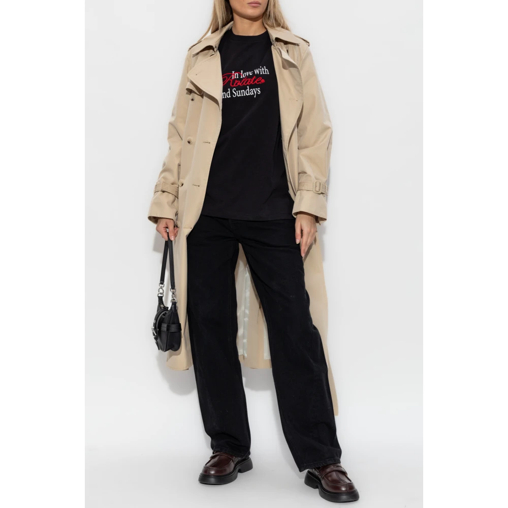 Rotate Birger Christensen T-shirt met Logo Black Dames