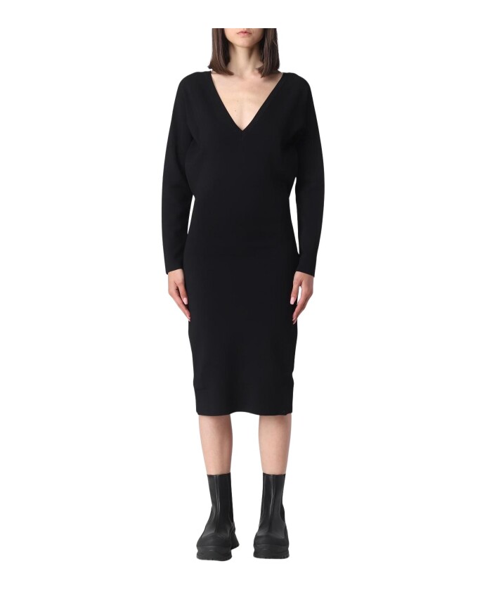 robe-midi-en-maille-a-col-v