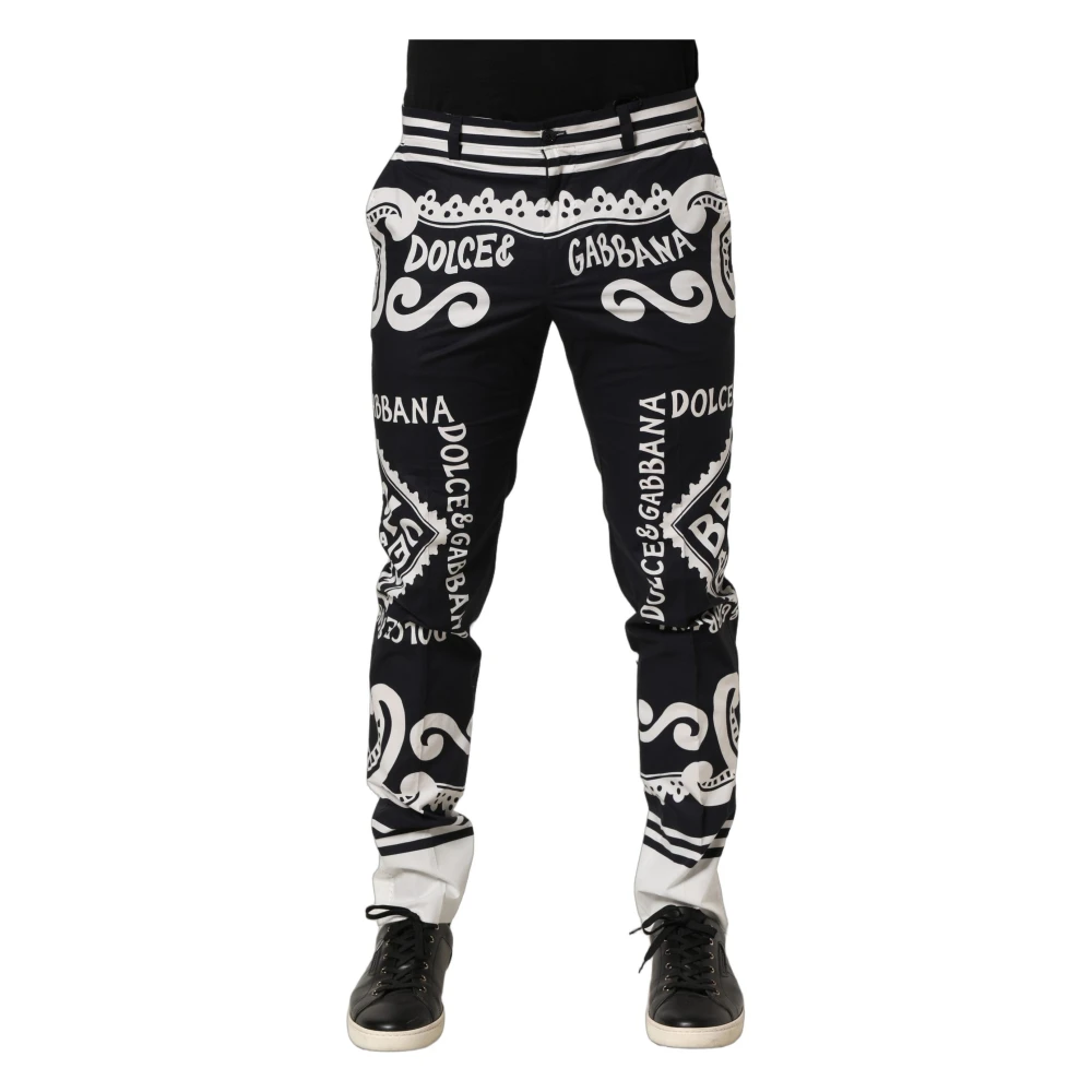 Dolce & Gabbana Hombre Negro - Pantalones De Traje Marina Print - Trousers - M