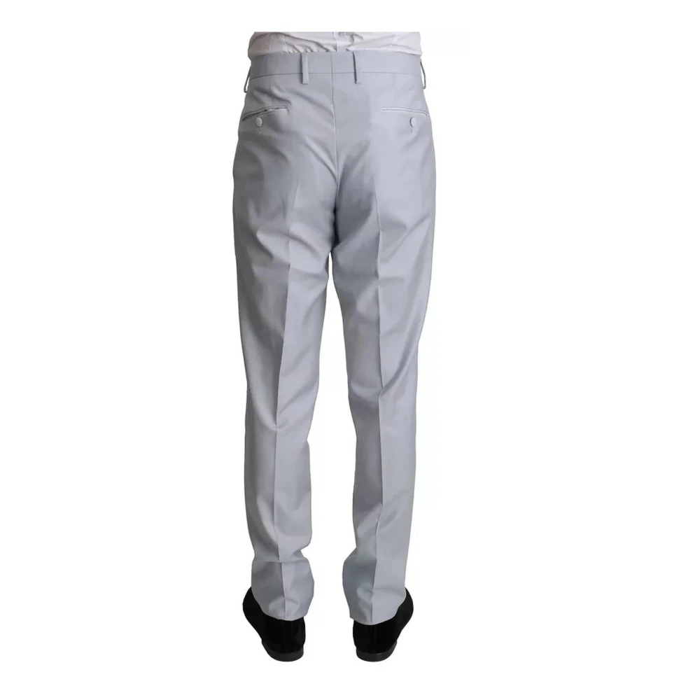 Dolce & Gabbana Lichtblauw Slim Fit Wollen Pak Blue Heren