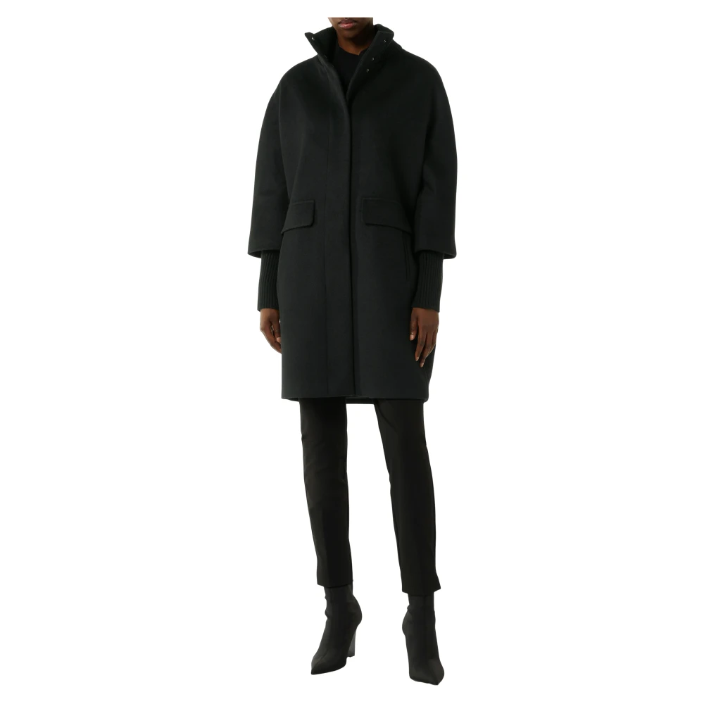 comma Gebreide Kraag Wollen Cape Jas Black Dames