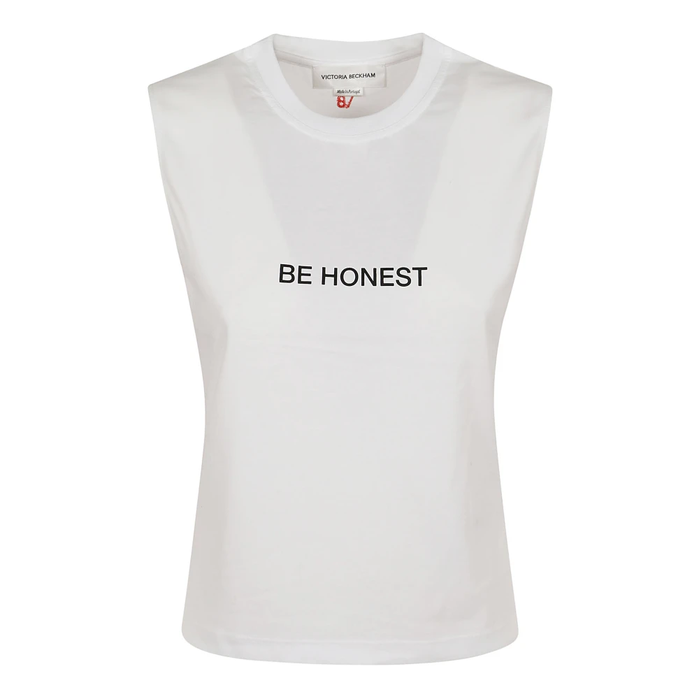 Victoria Beckham Witte Eerlijke Slogan Tank Top White Dames