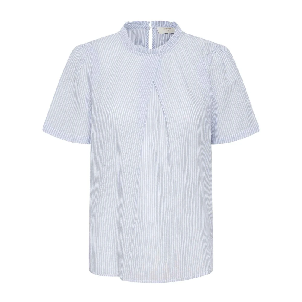 Cream Women's Blue Blouse With Ruffle Detail - Blouses - Xs - Blouses & Shirts