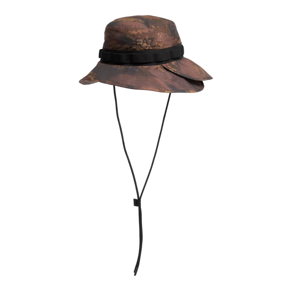 Emporio Armani EA7 Camouflage Logo Verstelbare Urban Escape Hat Brown Heren
