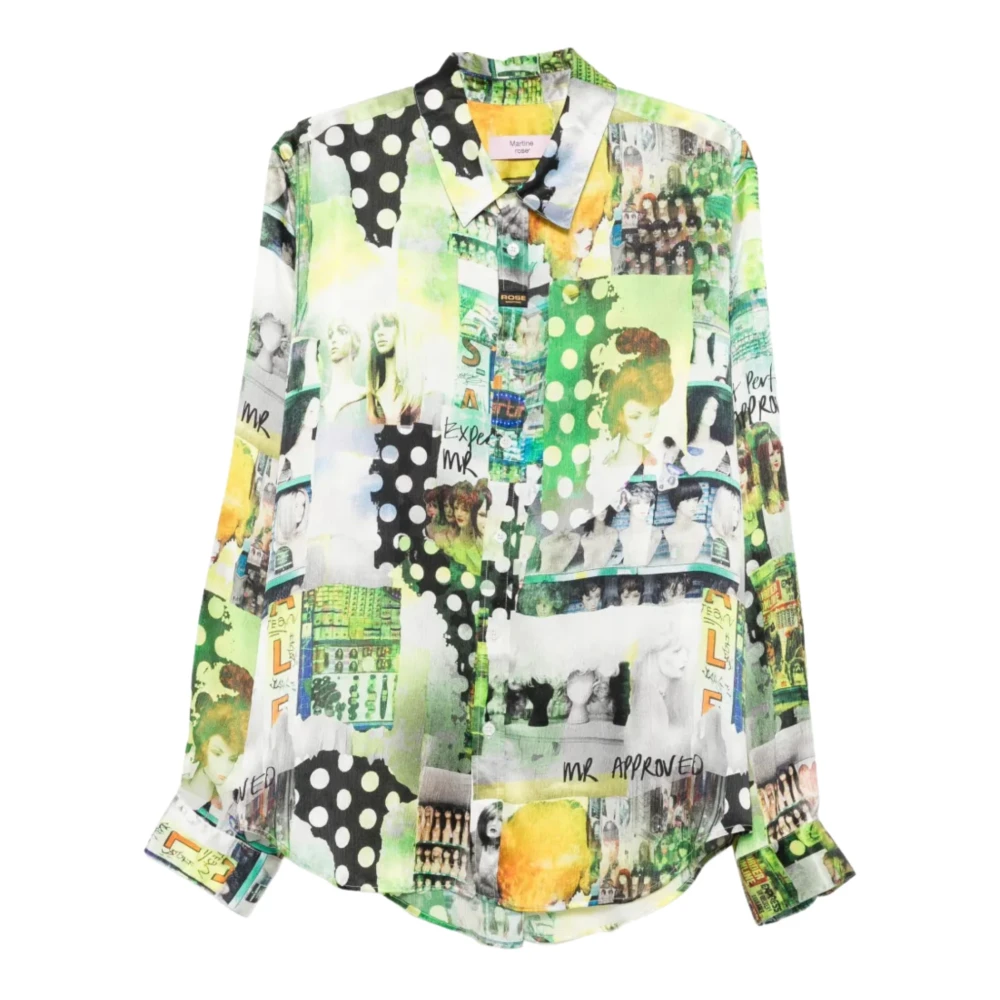 Martine Rose Men's Multicolor Casual Shirts, M, Graphic-Print Long-Sleeve Shirt