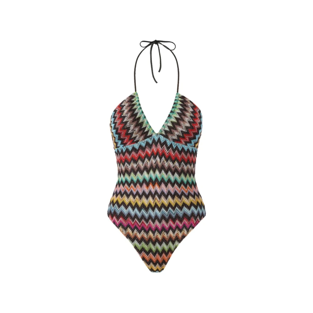 Missoni Women's Multicolor Swimsuits, M, One-Piece Swimsuit In Lamé Viscose With Micro Zigzag Pattern