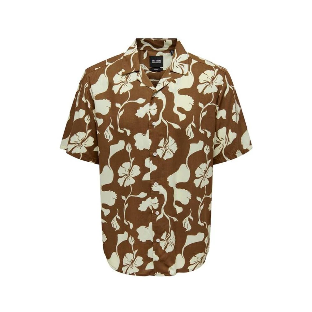 Only & Sons Men's Brown Floral Shirt For Spring/Summer
