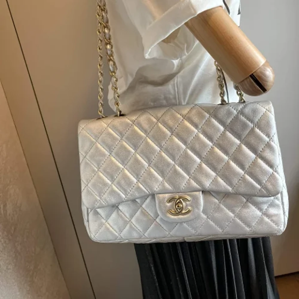 Chanel Vintage Pre-owned Leather chanel-bags Gray Dames