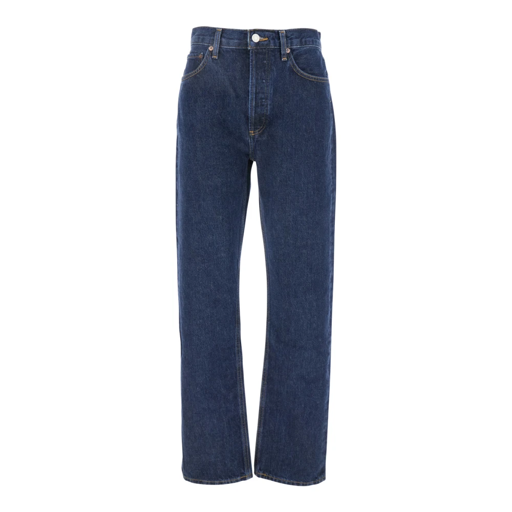 Agolde Blauwe Denim Jeans met Logo Patch Blue Dames