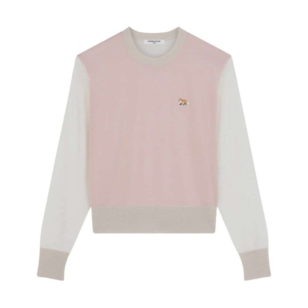 Maison Kitsuné Wol Vos Gebreid Pink Dames
