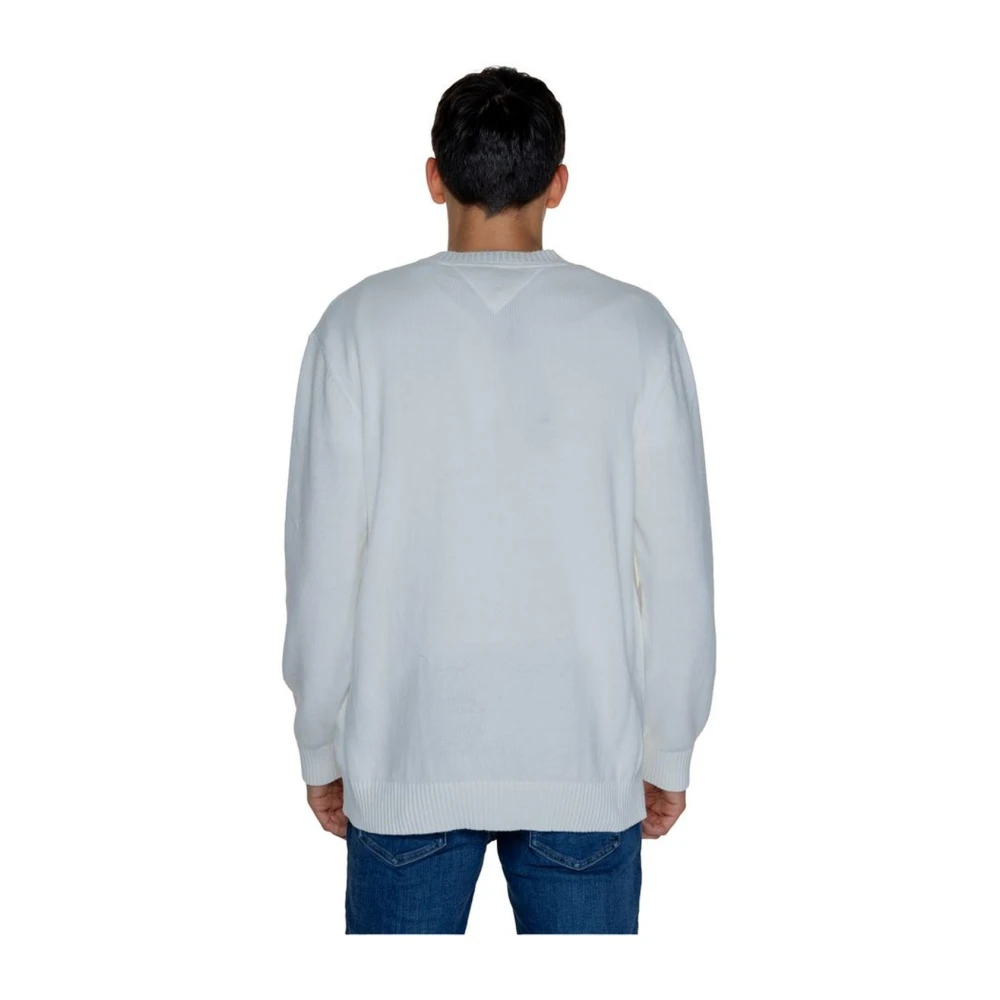Tommy Jeans Witte Katoenen Gebreide Trui Mannen White Heren