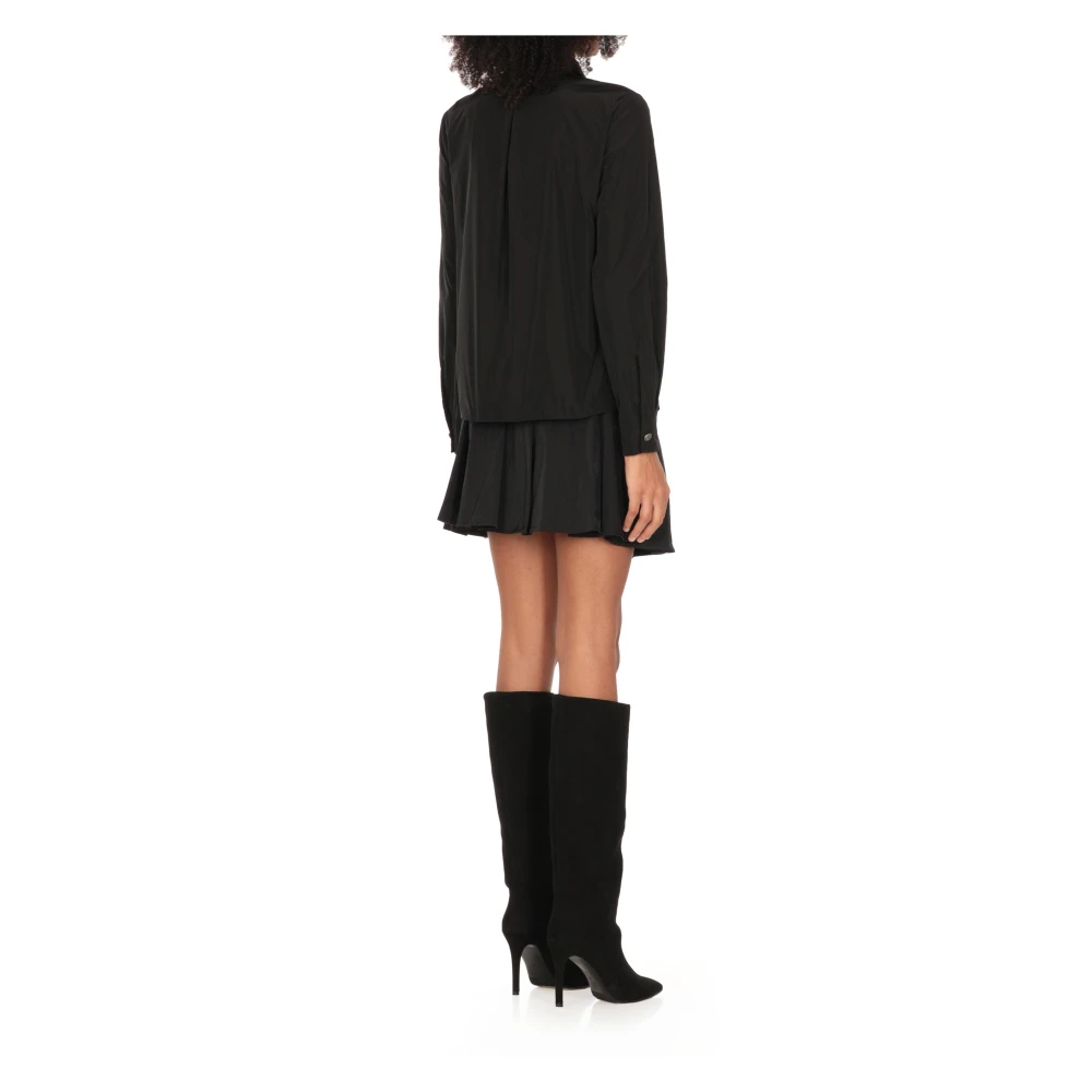 Elisabetta Franchi Zwarte Technische Stof Overhemd met Stropdas Black Dames