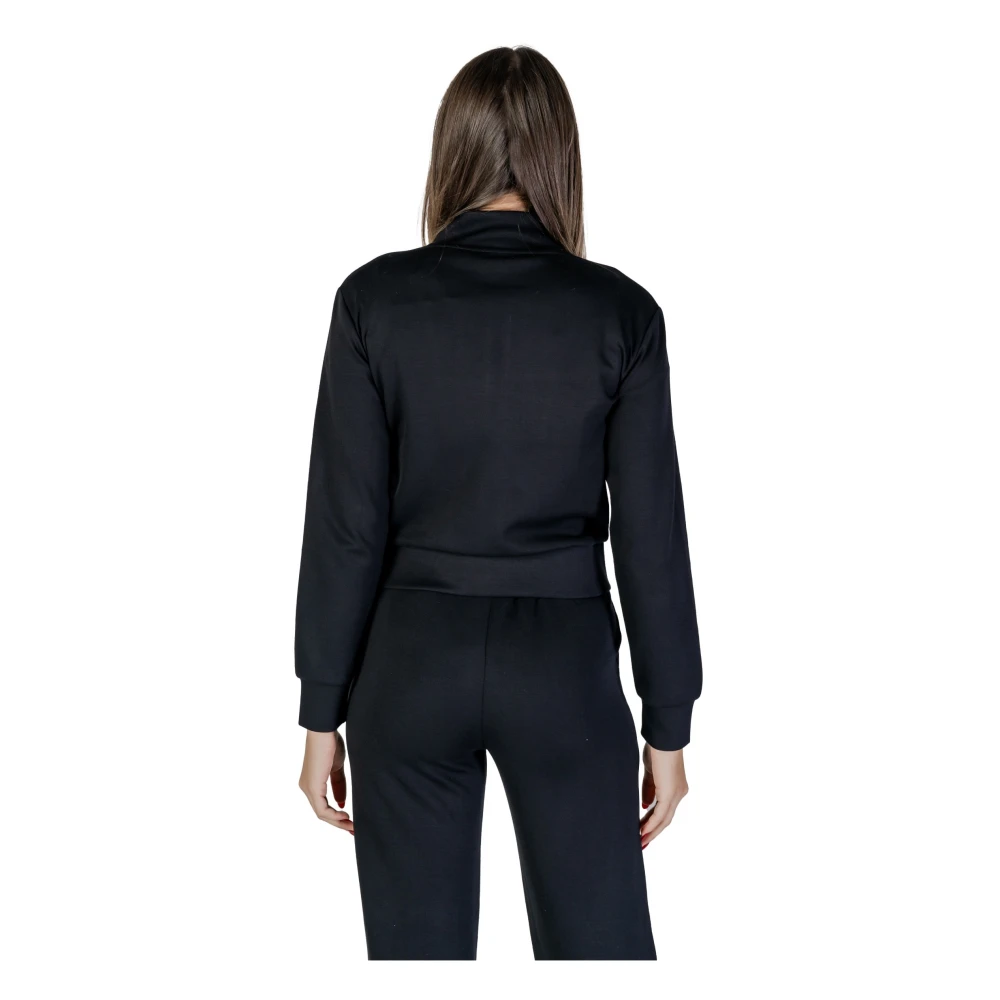 Guess Zwart Zip-Up Lang Sweatshirt Black Dames