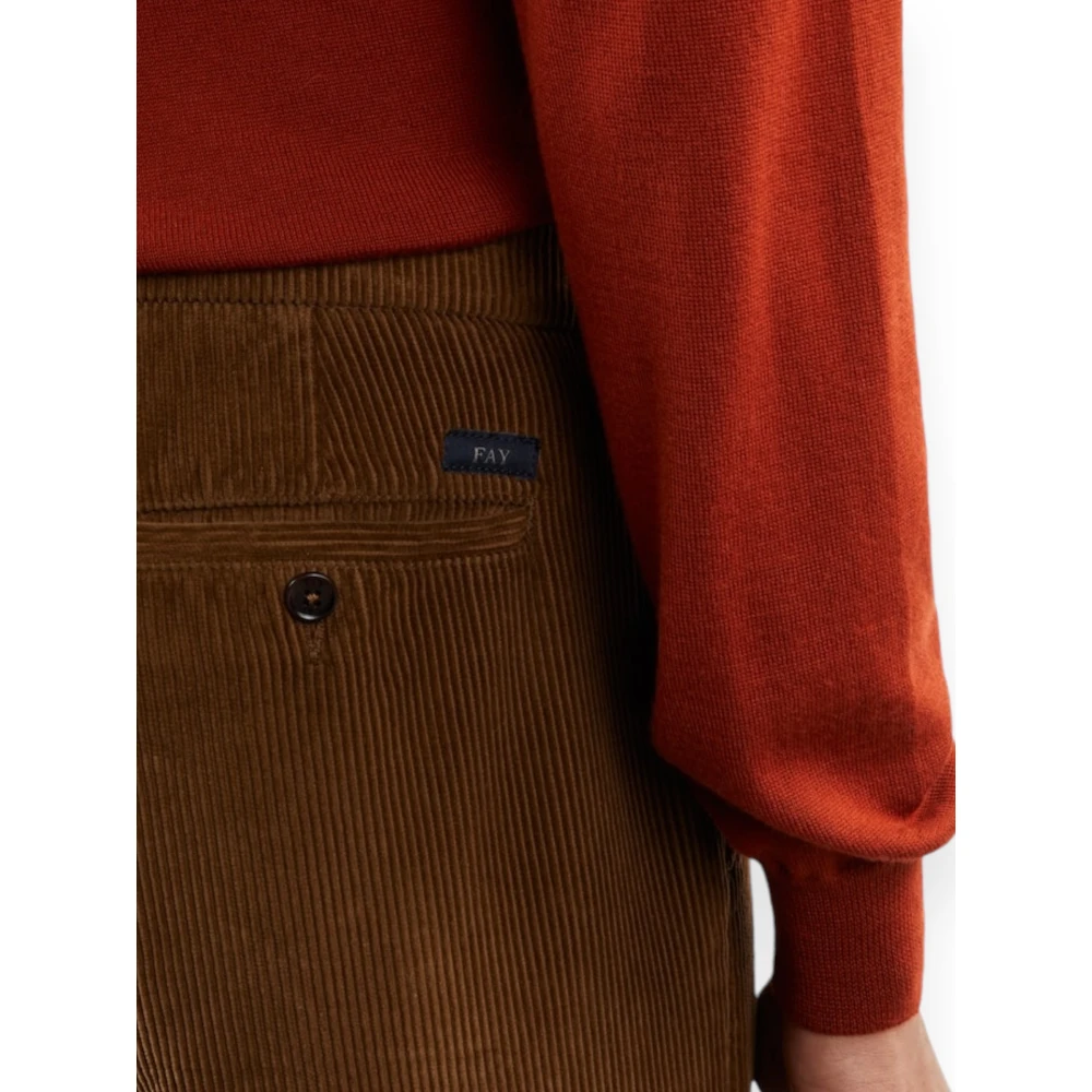 Fay Velvet Capri Broek met 500 Strepen Brown Heren