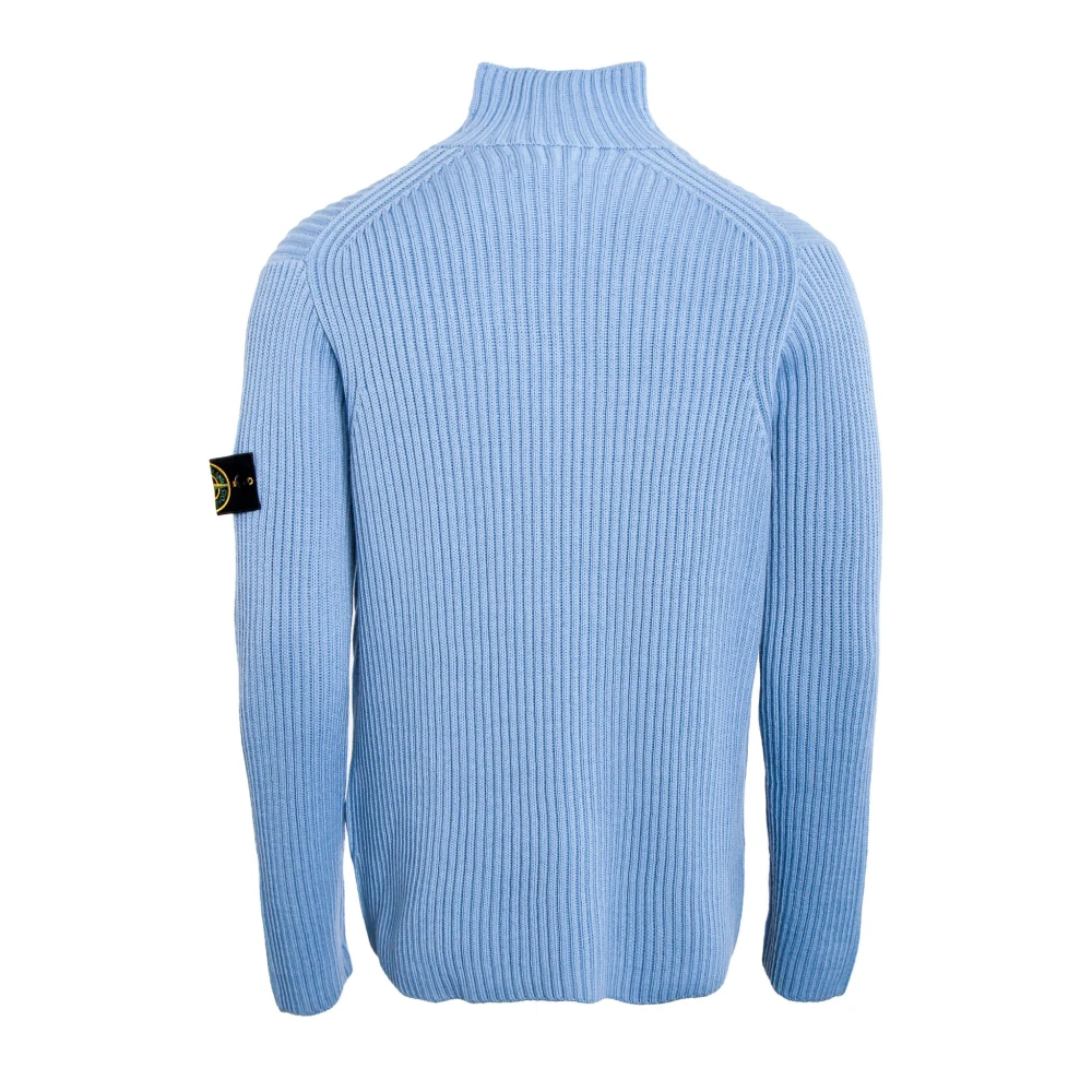 Stone Island Half-Zip Rolkraag Trui Blue Heren