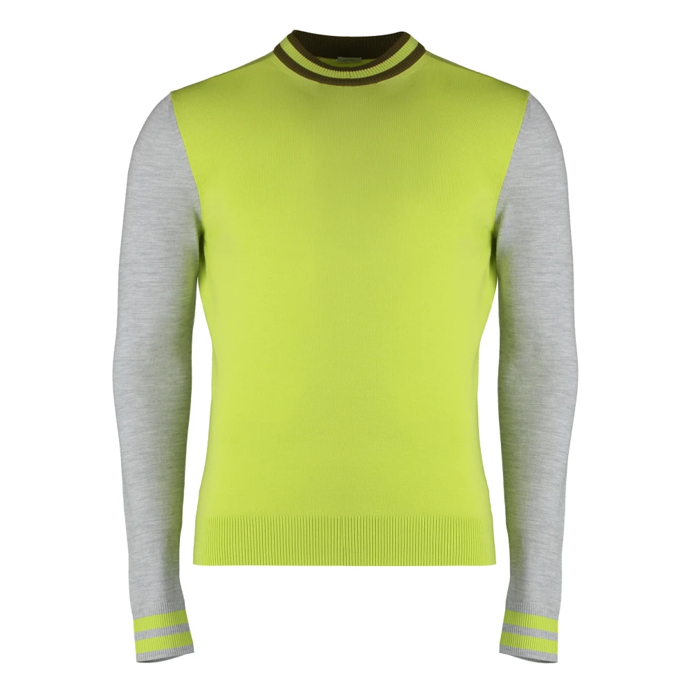 Malo Gebreide crew-neck wol trui Green Heren