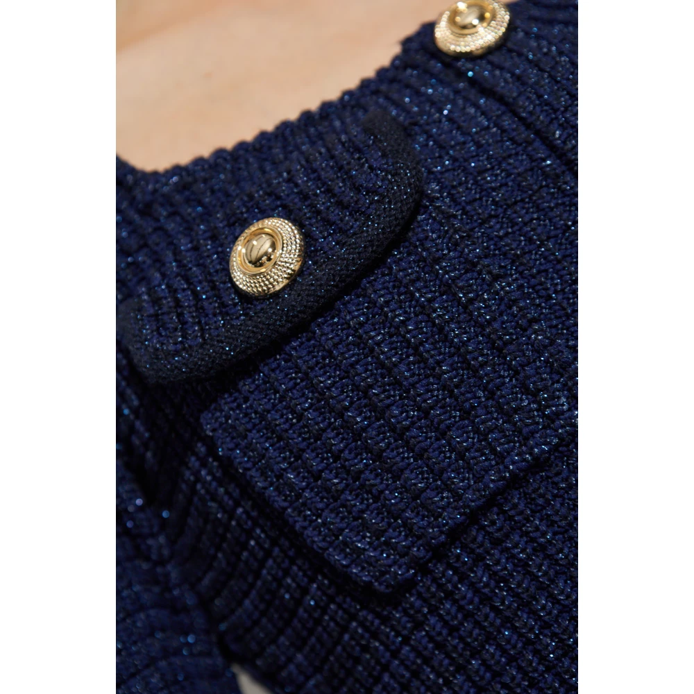 Self Portrait Midi Gebreide Jurk Rs25-034M-Bl Blue Dames