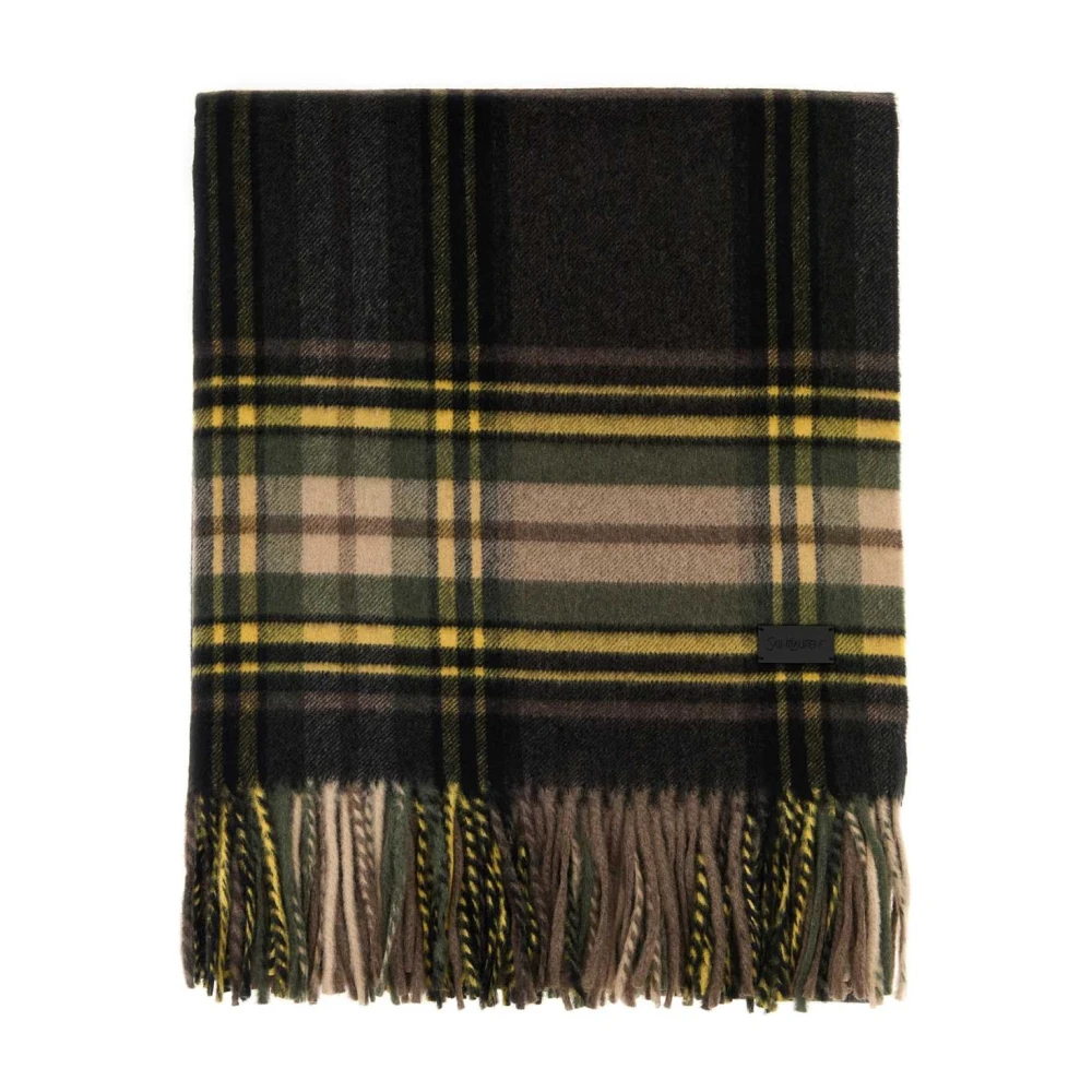 Saint Laurent Multicolor Winter Scarves, Female, One Size, Plaid Wool Scarf