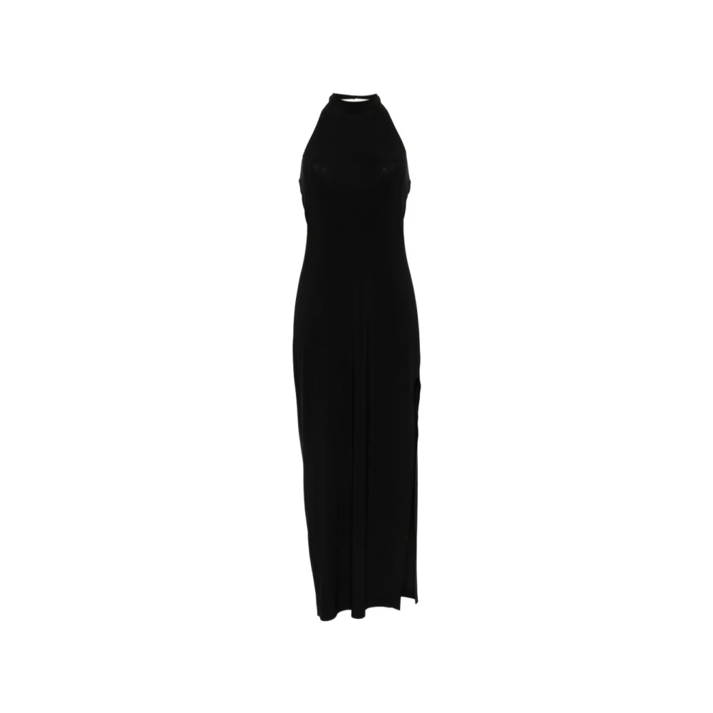 Norma Kamali Women's Black Halter Long Dress With Side Slit - Maxi Dresses - Xs - Dresses