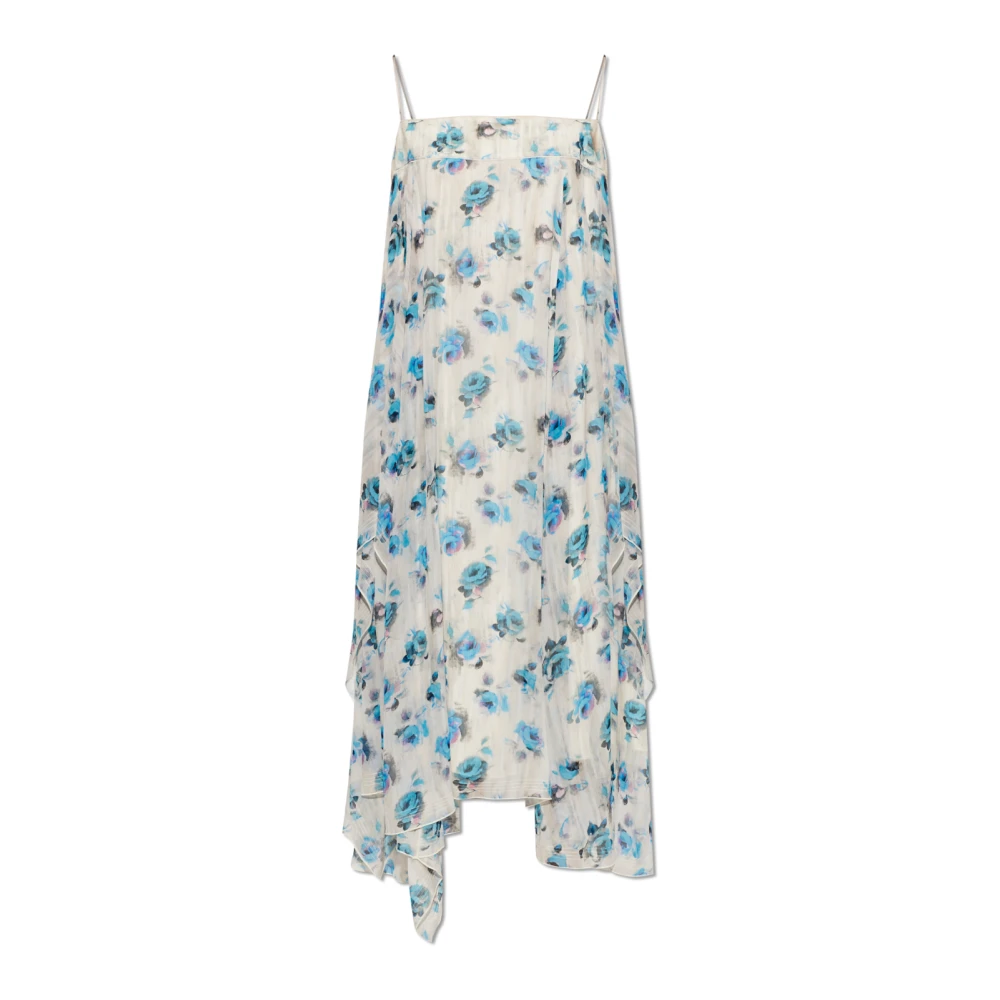 Tory Burch Vrouw Blauw Kleedjes Dames, M, Polyester, Printed Silk Dress