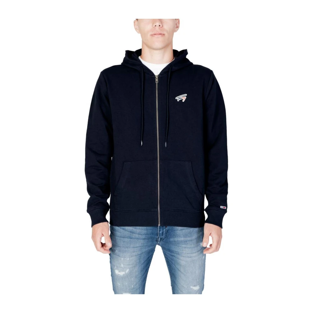 Tommy Jeans Bomull Polyester Herr Hoodie Höst/Vinter Kollektion Blue, Herr