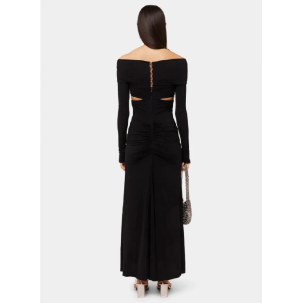 Paco Rabanne Zwarte Jersey Lange Jurk Black Dames