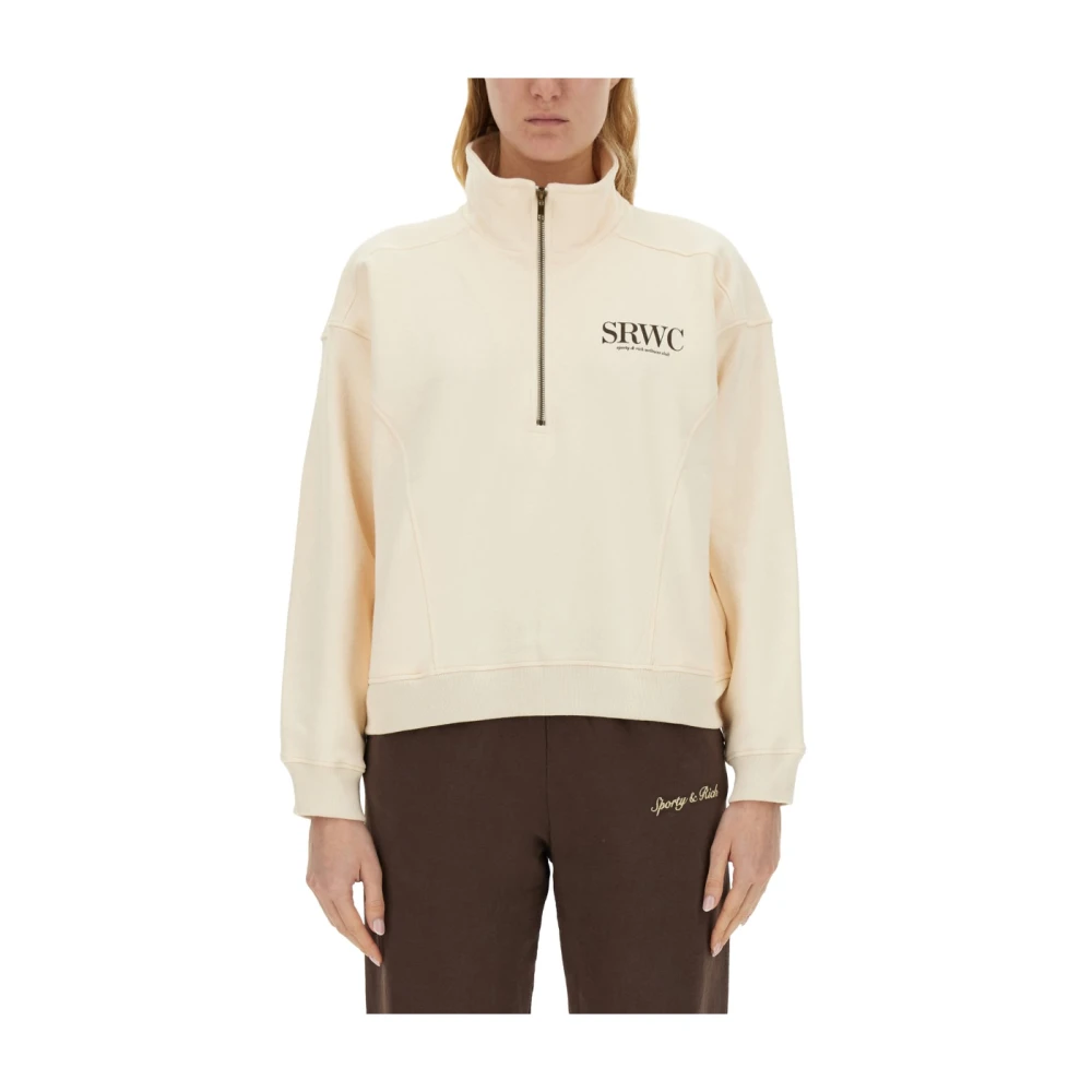 Sporty & Rich Logo Sweatshirt Beige Dames