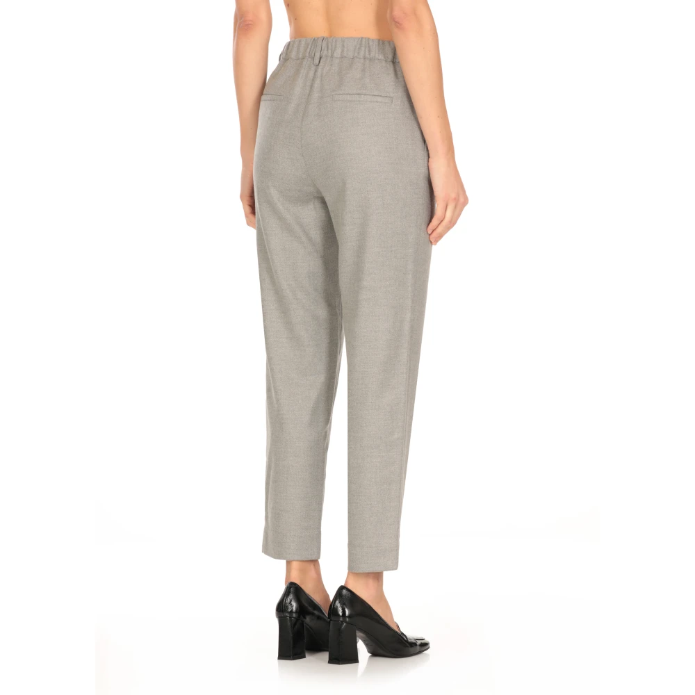 Antonelli Firenze Grijze Wol Elastische Taille Broek Gray Dames