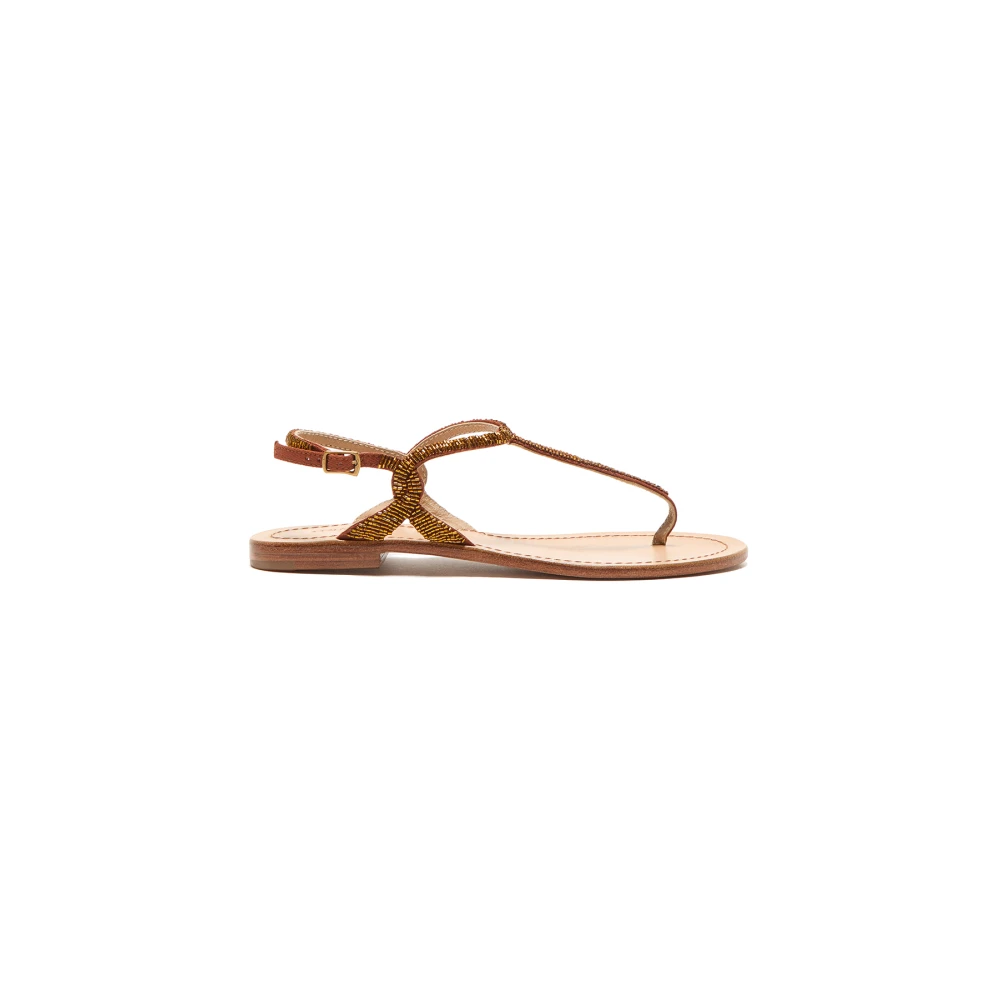 Maliparmi Women's Yellow Cuts & Beads Sandal - Flat Sandals - 4 Uk - Shoes