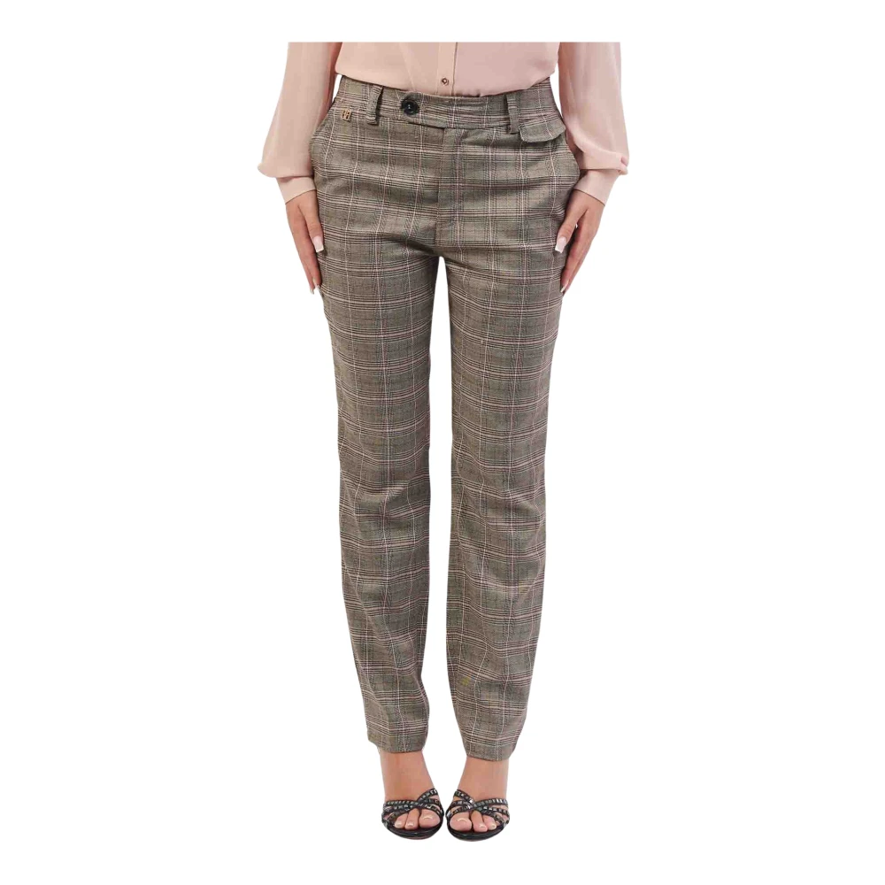Fracomina Geruite Slim Fit Broek Multicolor Beige Dames