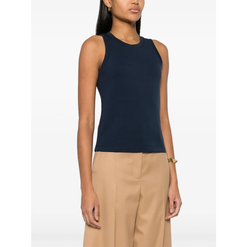 Max Mara Blauwe Geborduurde Mouwloze Top Blue Dames