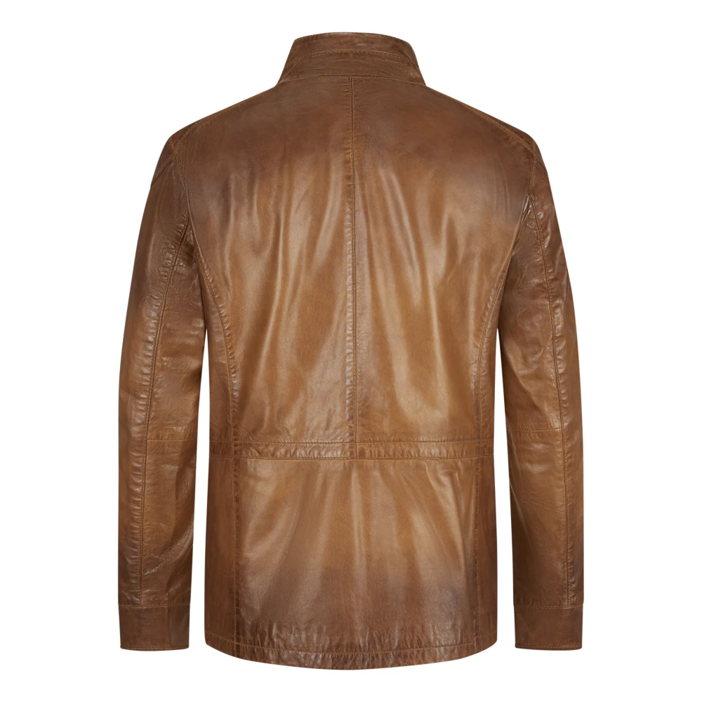 Milestone Heren Leren Field Jacket Brown Heren