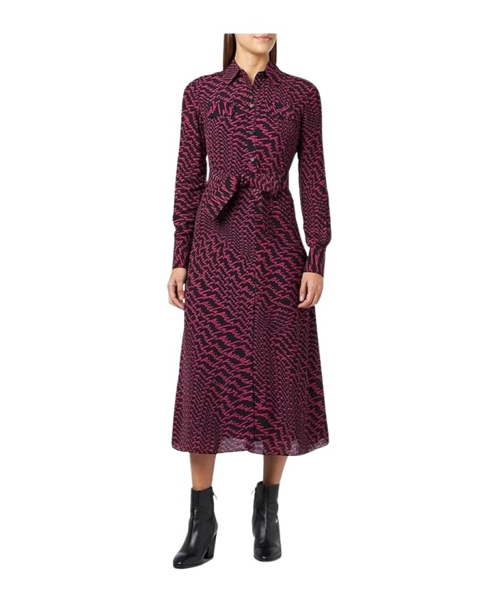 georgette-polyester-jurk-in-zwart-en-fuchsia