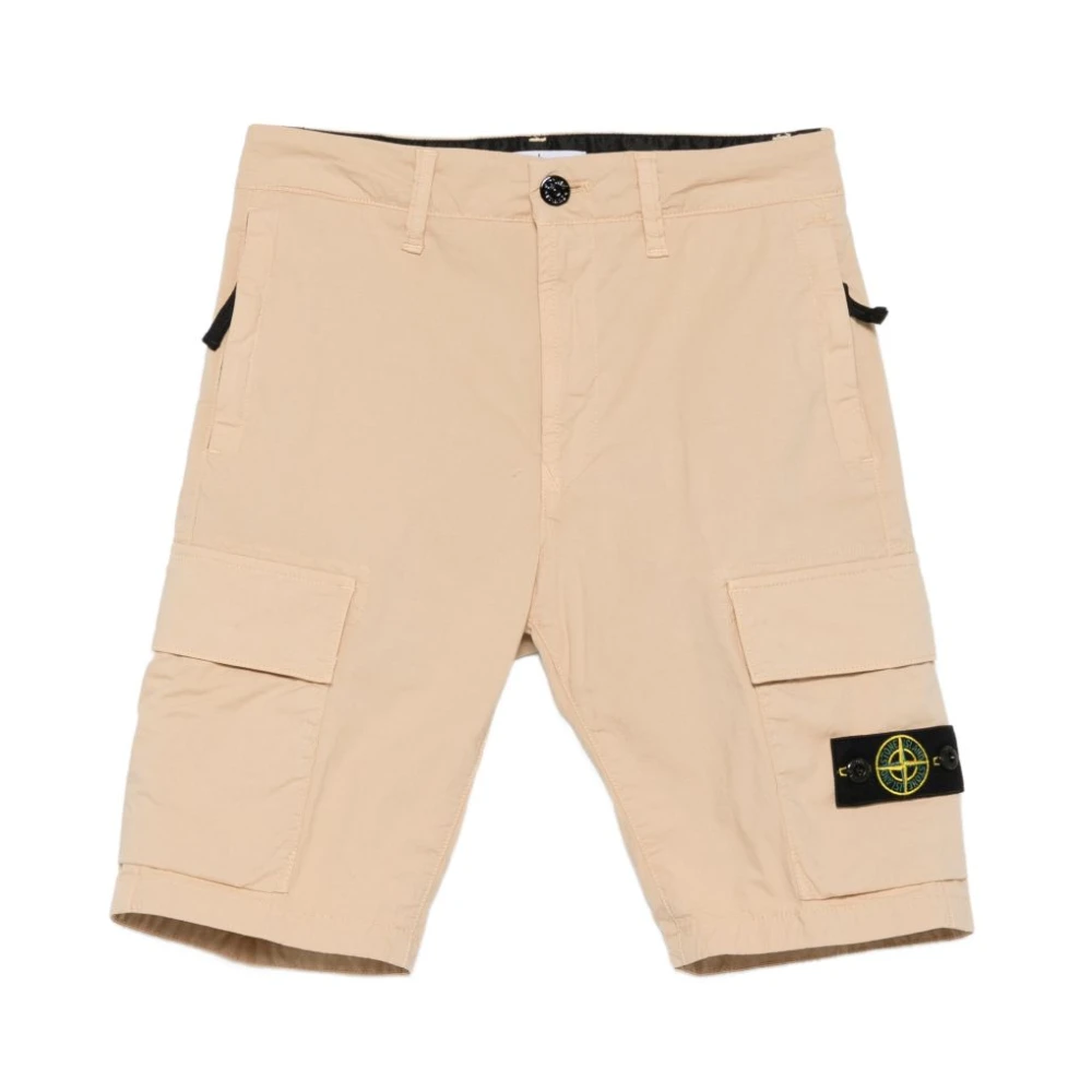 Stone Island Boys Beige Shorts, 14 Y, Bermuda Cotton Cargo Shorts