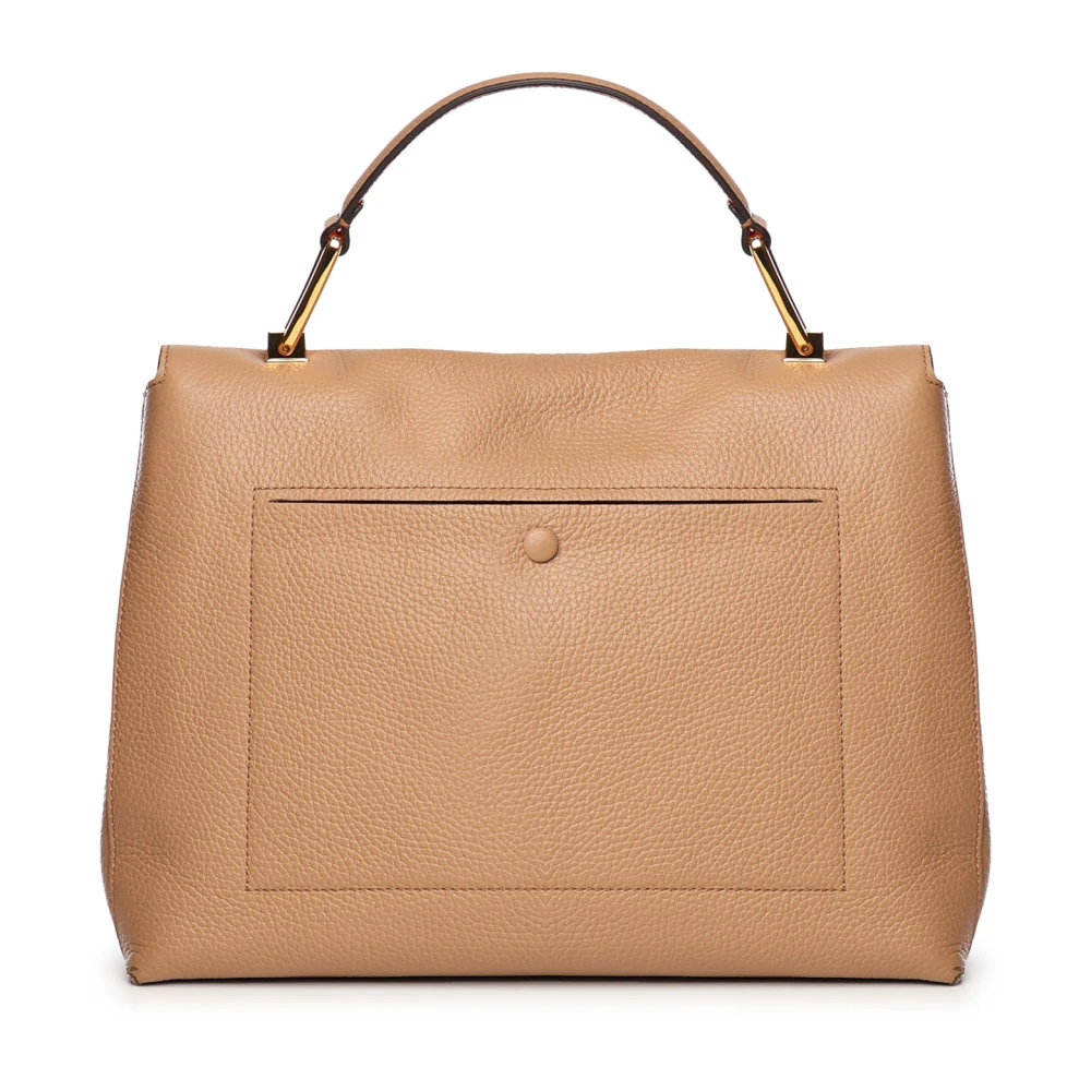 Coccinelle Beige Leren Schoudertas met Draaisluiting Beige Dames