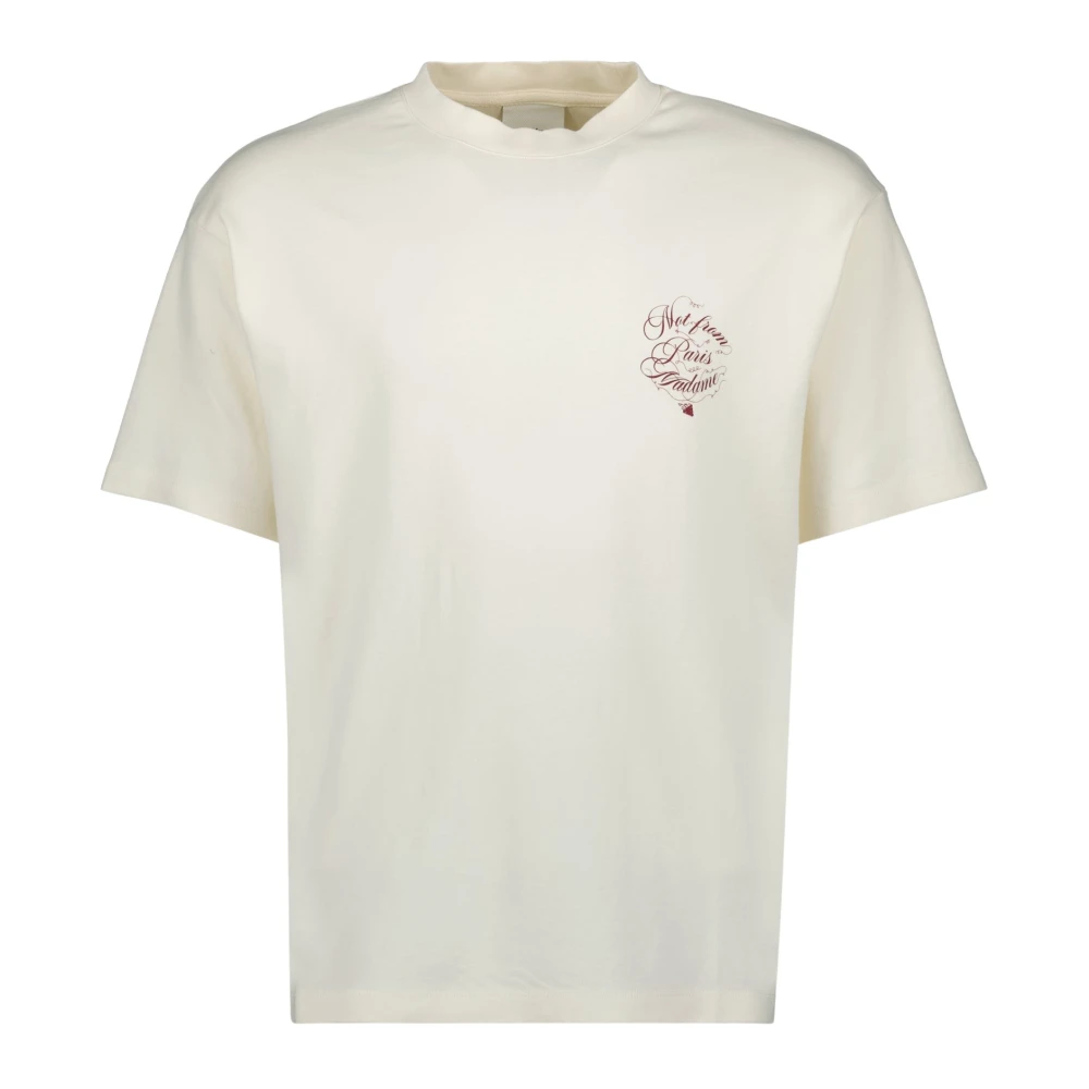 Drole de Monsieur Witte Wijngaard Slogan T-shirt Lente-Zomer 2025 White Heren