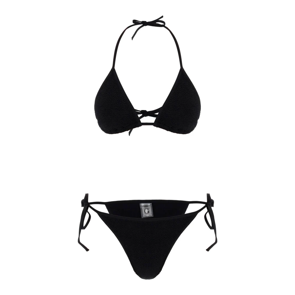 Hunza G Stretch Smock Bikini Set Black Dames